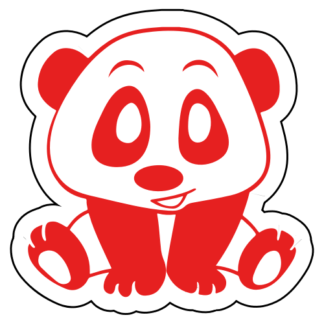 Playful Panda Sticker (Red)